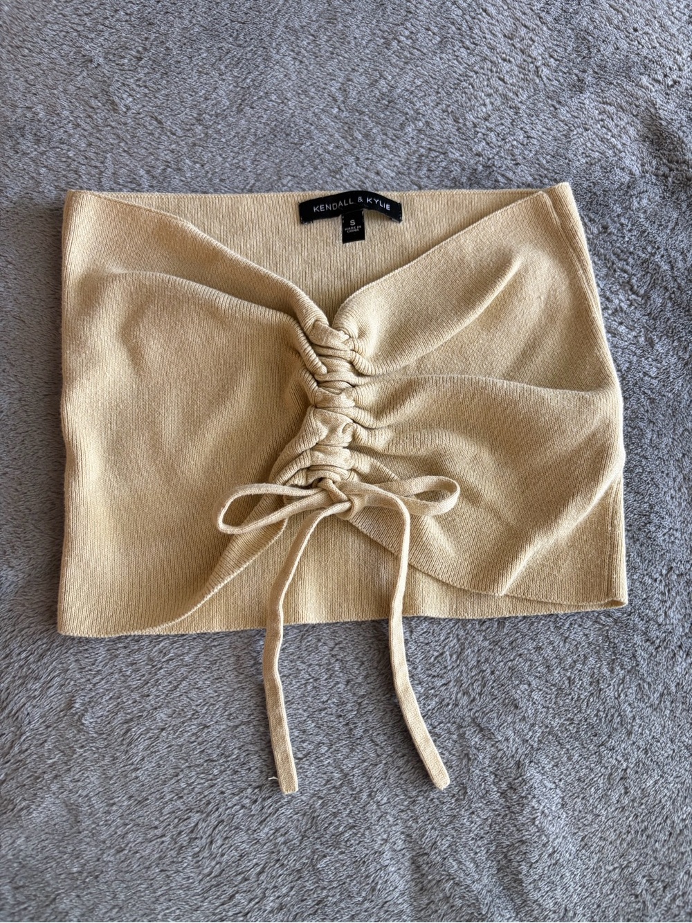 Kendall & Kylie Light Yellow Lace-Up Tube Top